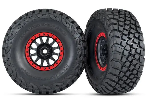 Traxxas Baja Kr3 Tires, Method Race Wheels, Blk/Red, 8474 1