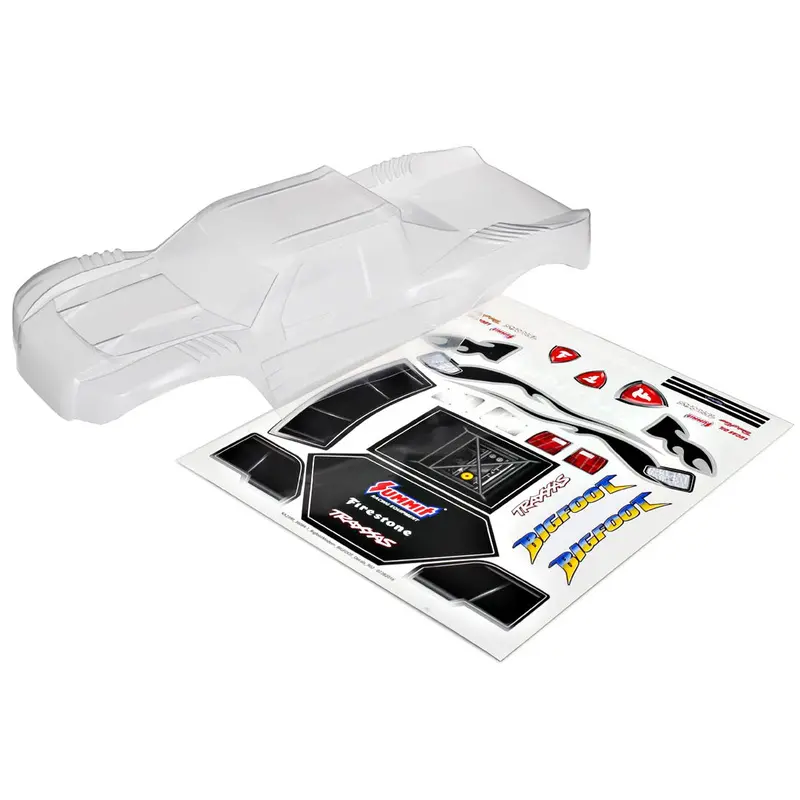 Traxxas Bigfoot Body, Clear, Masks, Decal Sheet, 3657 1