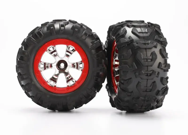 Traxxas Canyon At Tires, Geode Chrome Wheels, Red, 7272 1