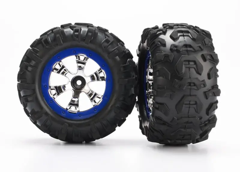Traxxas Canyon At Tires, Geode Wheels, 3.8" Chrome/Blue, 7274 1