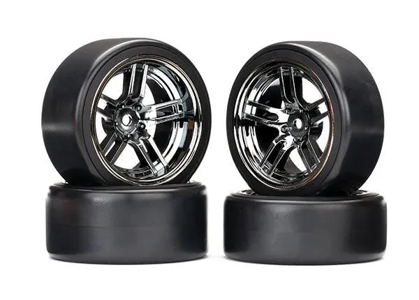 Traxxas Drift Tires & Split Spoke 1.9" Wheels, Black Chrome, 8378 1