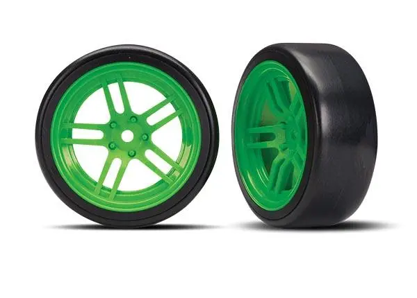 Traxxas Drift Tires, Split Spoke 1.9" Wheels, Orange, Front, 8376G 1