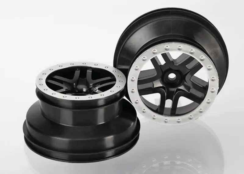 Traxxas Front Sct Beadlock Wheels, Black/Satin Chrome, 5886 1