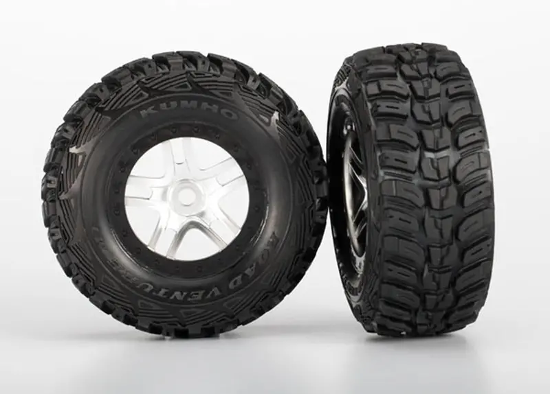 Traxxas Kumho Tire, Sct Split-Spoke Wheels, Satin Chrome/Blk, 5976R 1