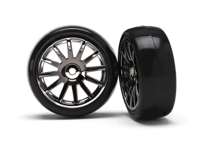 Traxxas Latrax Slick Tires, 12-Spoke Wheels, Black Chrome, 7573A 1