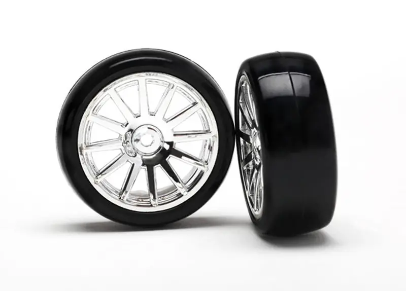 Traxxas Latrax Slick Tires, 12-Spoke Wheels, Chrome, 7573 1