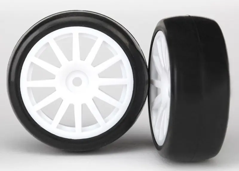 Traxxas Latrax Slick Tires, 12-Spoke Wheels, White, 7572 1