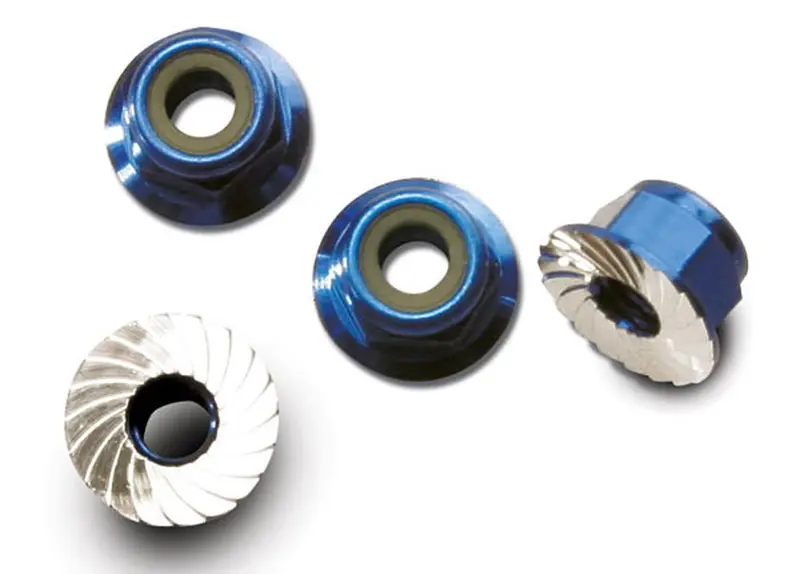 Traxxas Locking Nuts, Aluminum, Flanged Serrated 4Mm, Blue, 1747R 1