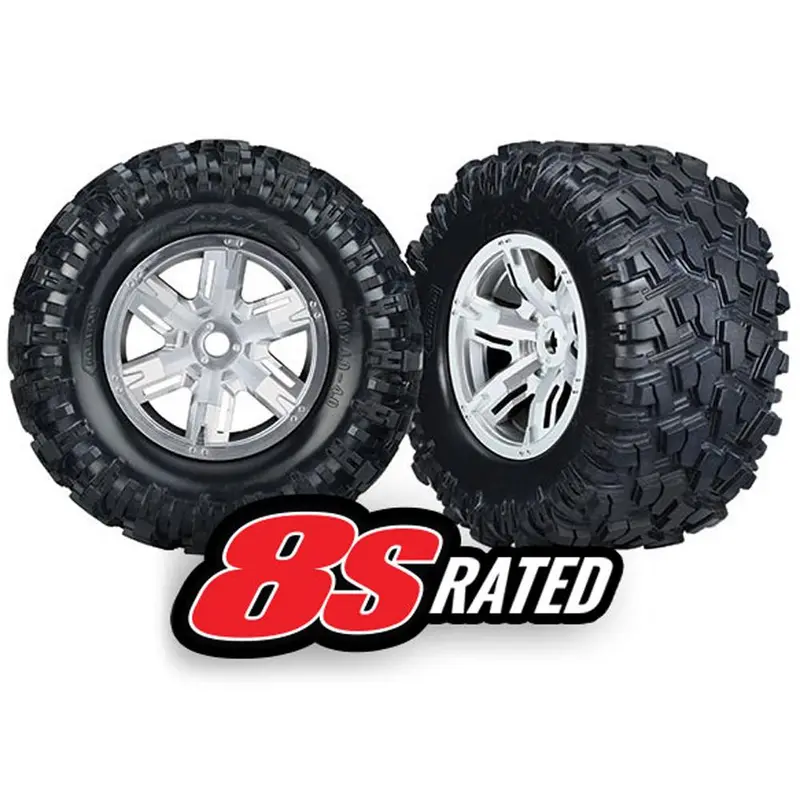 Traxxas Maxx At Tires, X-Maxx Wheels, Satin Chrome, 7772R 1