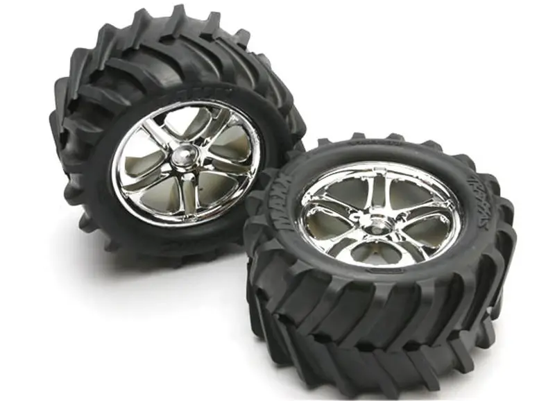 Traxxas Maxx Chevron Tires, Ss Wheels, 3.8", Chrome, 5173 1