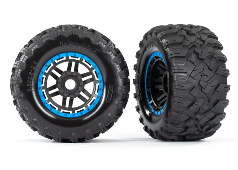 Traxxas Maxx Mt Tires, Black/Blue Beadlock Style Wheels, 8972A 1