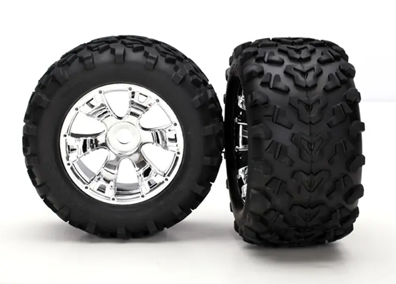 Traxxas Maxx Tires, Geode Wheels, 3.8", Chrome, 5674 1