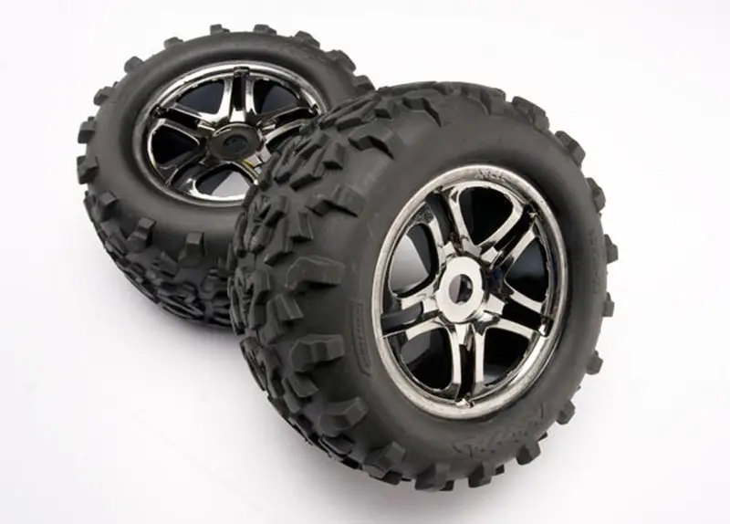 Traxxas Maxx Tires, Split Spoke Wheels, Black Chrome, 4983A 1