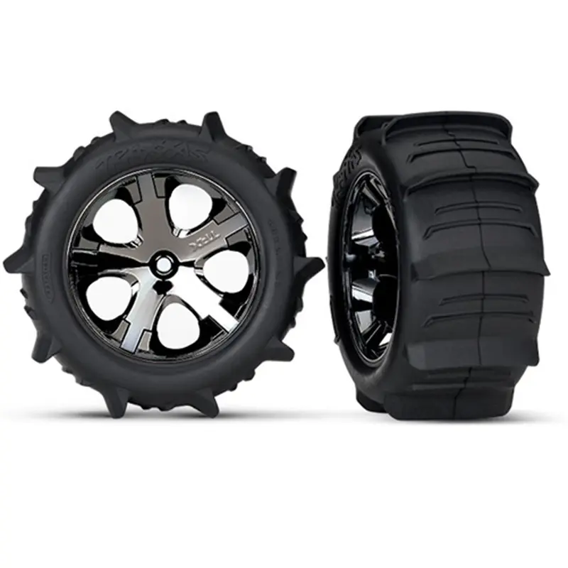 Traxxas Paddle Tires, 2.8" All-Star Wheels, Chrome, 2Wd Rear, 3776 1