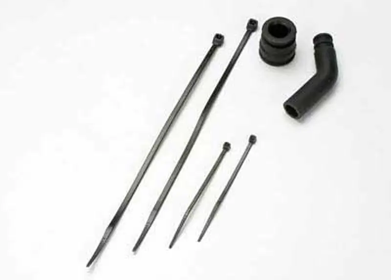 Traxxas Pipe Coupler, Exhaust Deflector, Ties, Black, 5245X 1