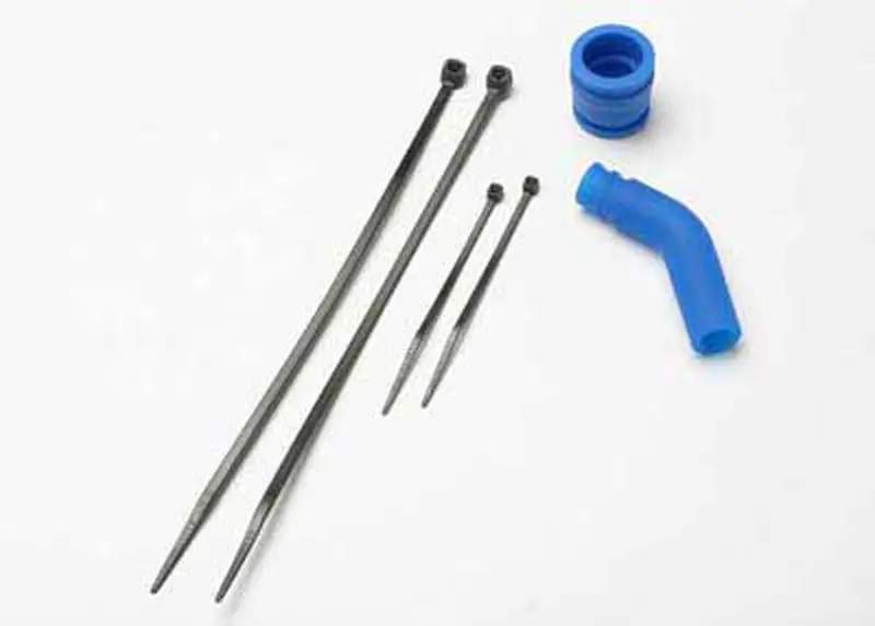 Traxxas Pipe Coupler, Exhaust Deflector, Ties, Blue, 5245 1