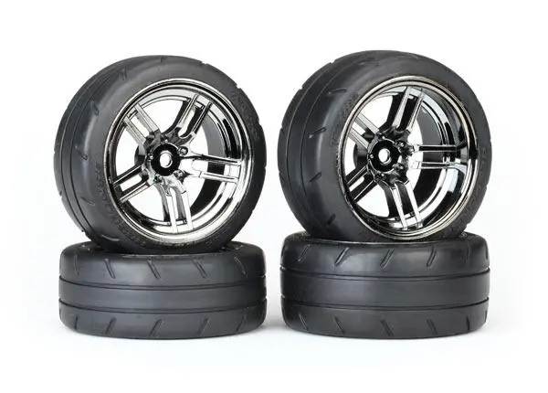 Traxxas Reponse Tires, Split-Spoke Wheels, 1.9", Blk Chrome, 8375 1