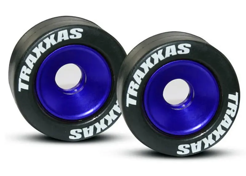 Traxxas Rubber Tires, Aluminum Wheelie Bar Wheels, Blue, 5186A 1