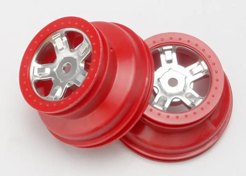 Traxxas Sct Beadlock Style Wheels, Chrome, Red, 7072A 1