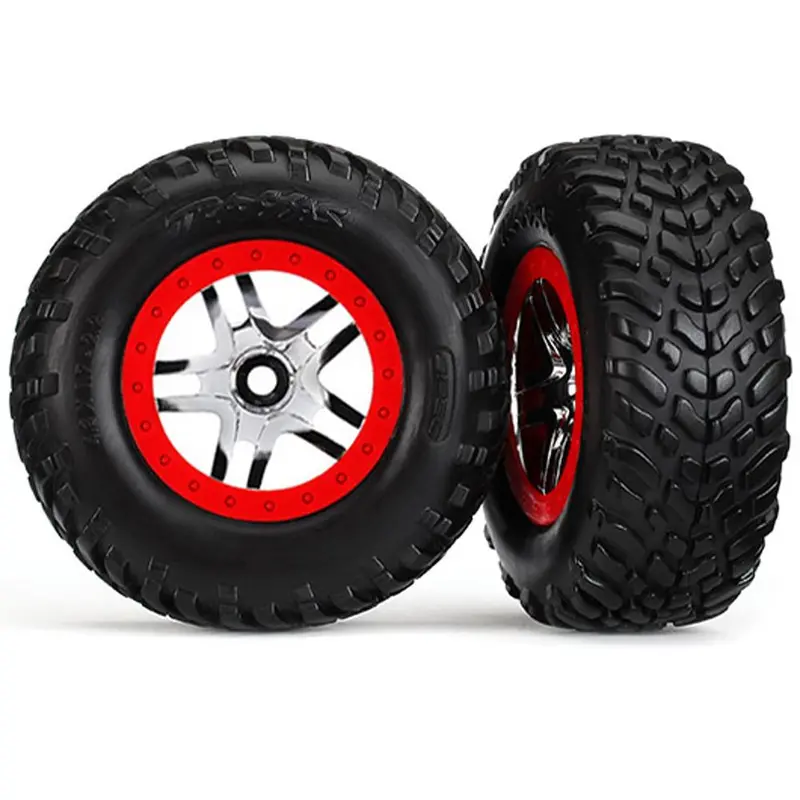 Traxxas Sct Tires, Sct Split Spoke Wheels, 2.8", Red, 6891 1