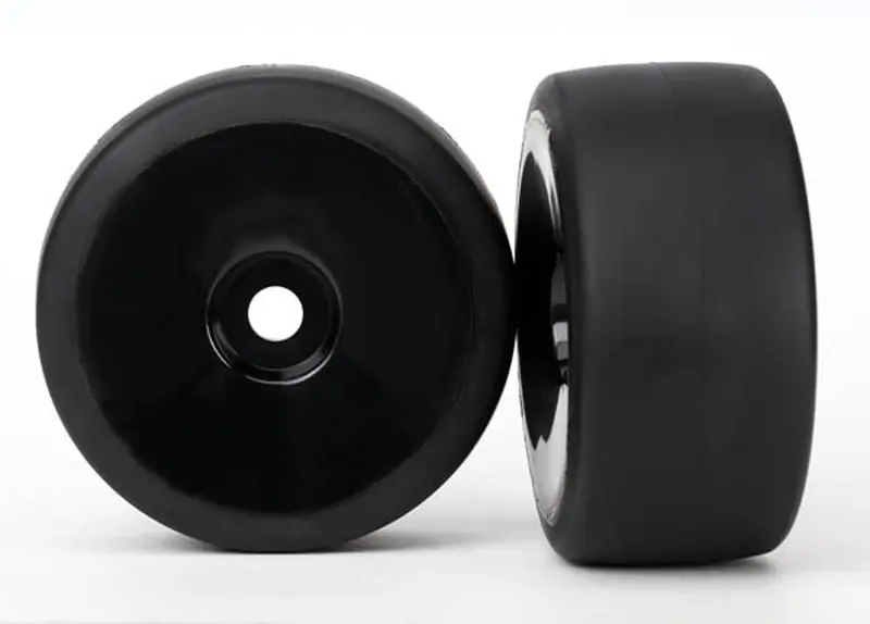 Traxxas Slick Tires, S1, Dished Wheels, Black, Front, 6475 1