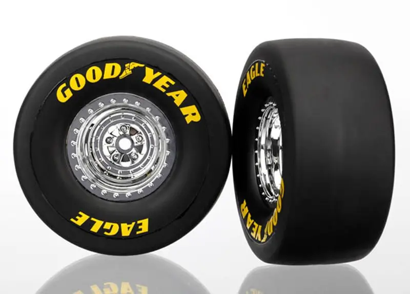Traxxas Slick Tires, S1, Wheels, Chrome, Rear, 6973 1