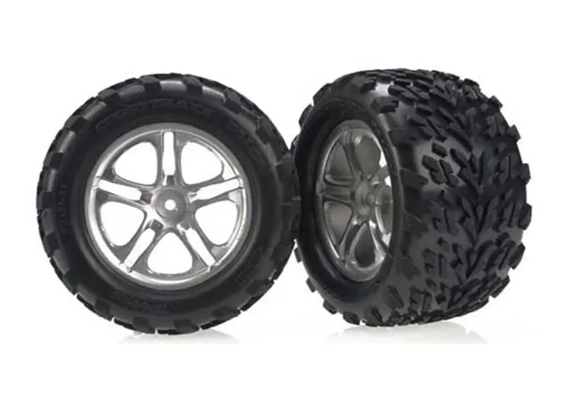 Traxxas Ss Satin Chrome Wheels & 3.8" Talon Tires, 5174A 1