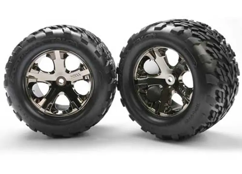 Traxxas Talon Tires, All-Star Black Chrome Wheels, Rear, 3668A 1