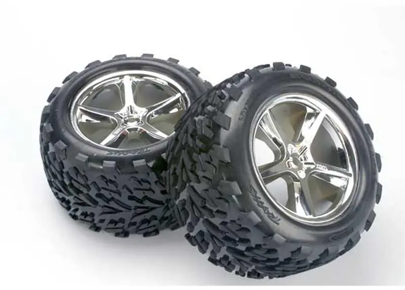 Traxxas Talon Tires, Gemini Wheels, 3.8", Chrome, 5374 1