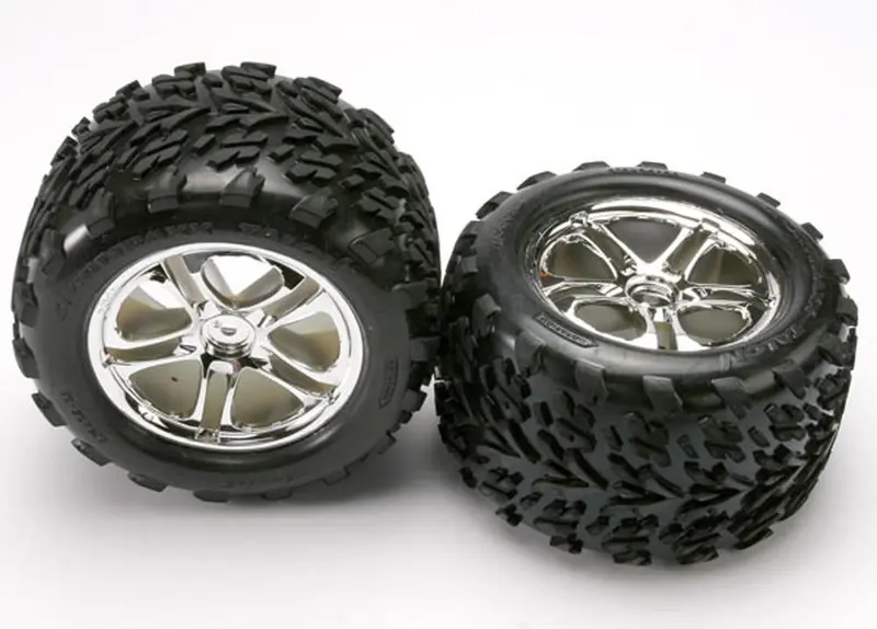 Traxxas Talon Tires, Split-Spoke Wheels, 3.8", 14Mm, Chrome, 5174 1