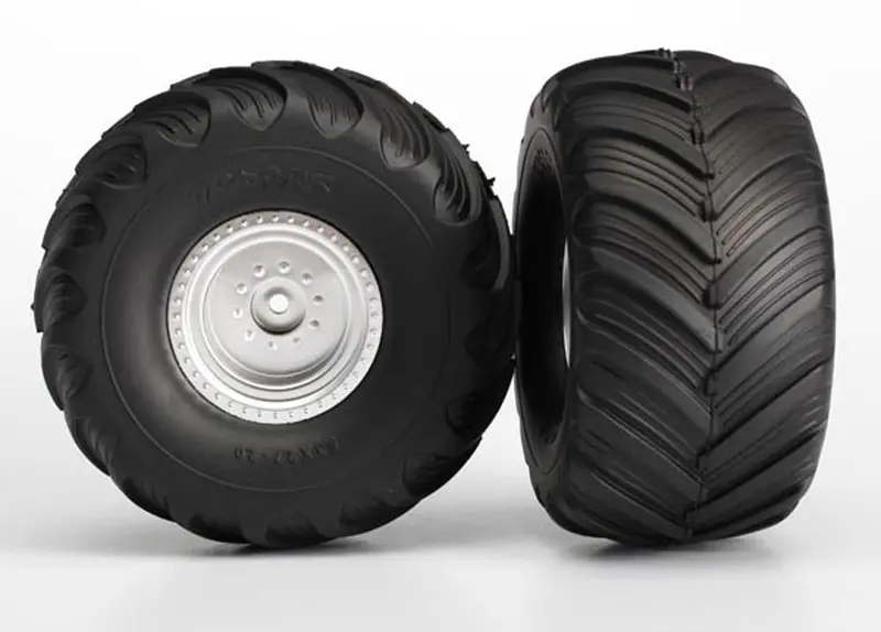 Traxxas Terra Groove Dp Tires & Satin Chrome Wheels, 3665 1