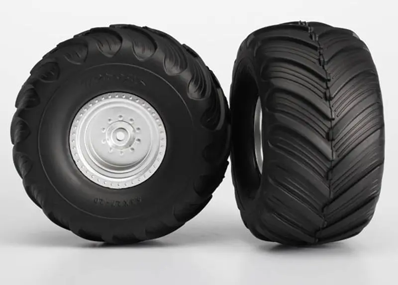 Traxxas Terra Groove Dp Tires, Satin Chrome Wheels, Rear, 3663 1