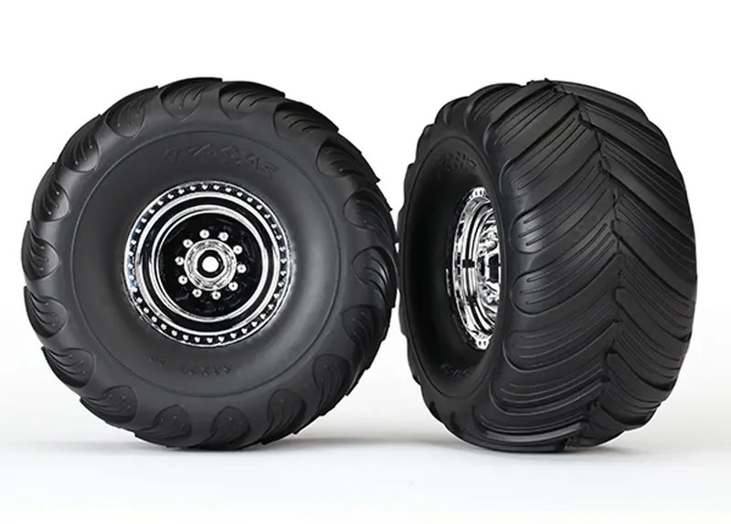 Traxxas Terra Groove Dual Profile Tires & Wheels, Chrome, 3663X 1