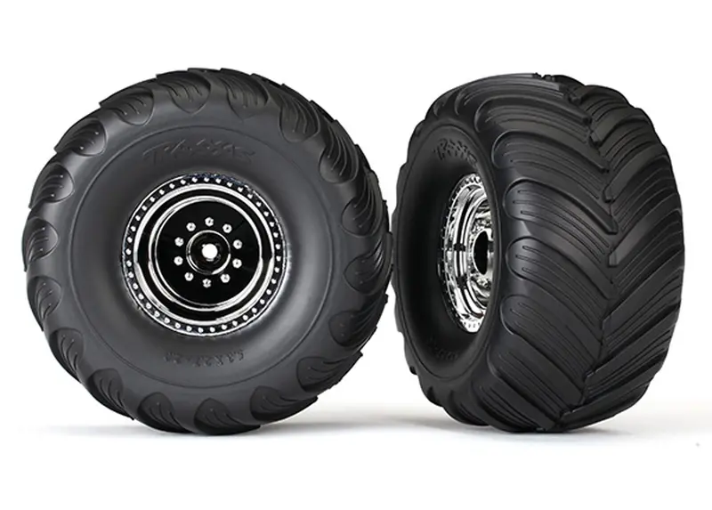 Traxxas Terra Groove Dual Profile Tires & Wheels, Chrome, 3665X 1