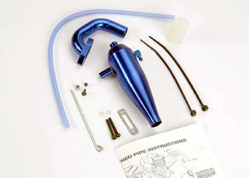 Traxxas Tuned Exhaust Pipe/Header - Blue Aluminum, 4485 1