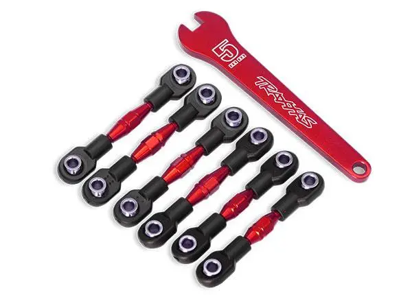 Traxxas Turnbuckles & Wrench, Aluminum, Red, 8341R 1