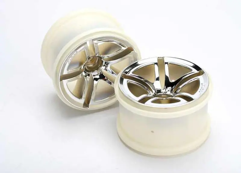 Traxxas Twin Spoke 2.8" Wheels, Chrome, Nitro Front, 5574 1