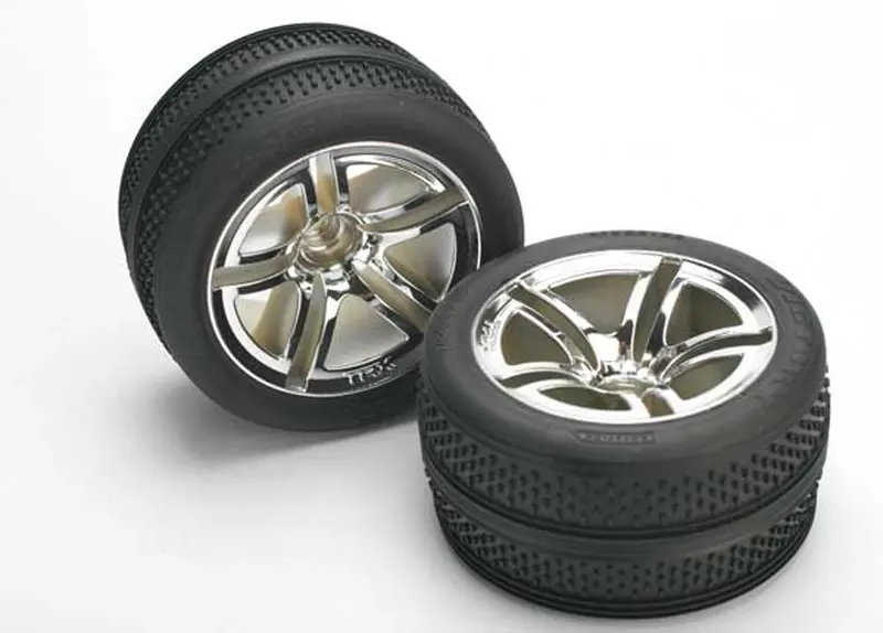 Traxxas Victory Tires, Twin-Spoke Wheels, 2.8", Chrome, 5575 1
