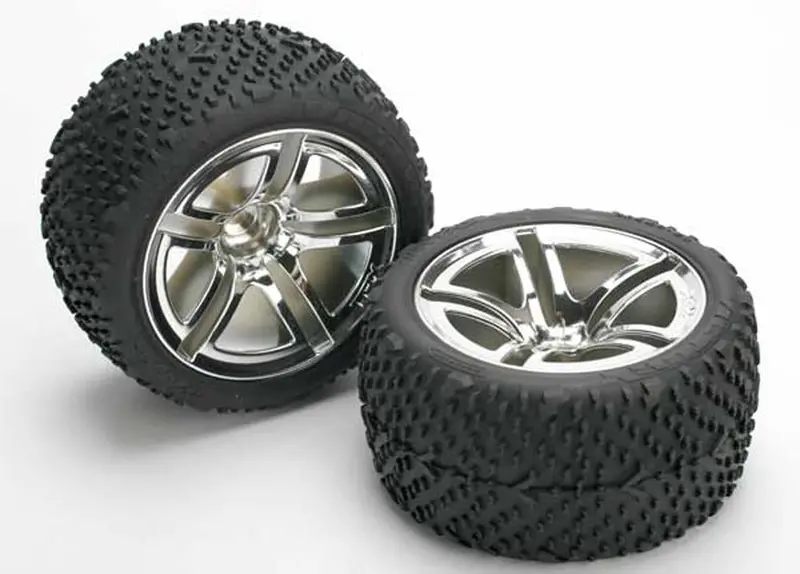 Traxxas Victory Tires, Twin Spoke Wheels, Nitro Rear, 5573 1
