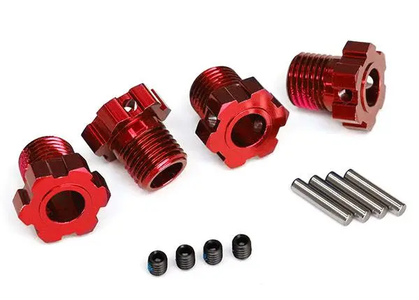 Traxxas Wheel Hubs, Aluminum, 17Mm, Splined & Pins, Red, 8654R 1