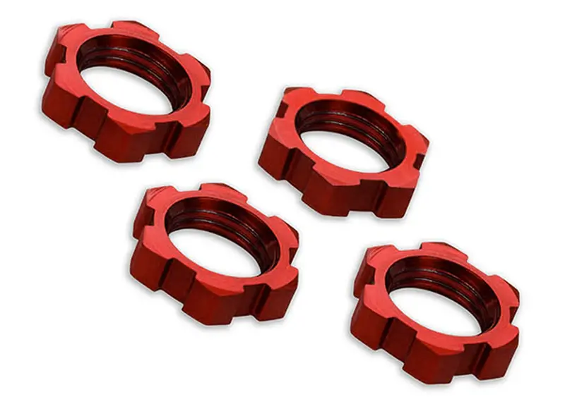 Traxxas Wheel Nuts 17Mm, Splined, Serrated, Red, 7758R 1