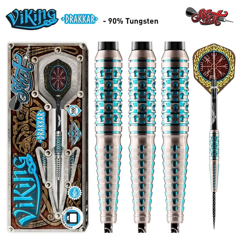 Viking Drakkar Steel Tip Dart Set-90% Tungsten Barrels 1