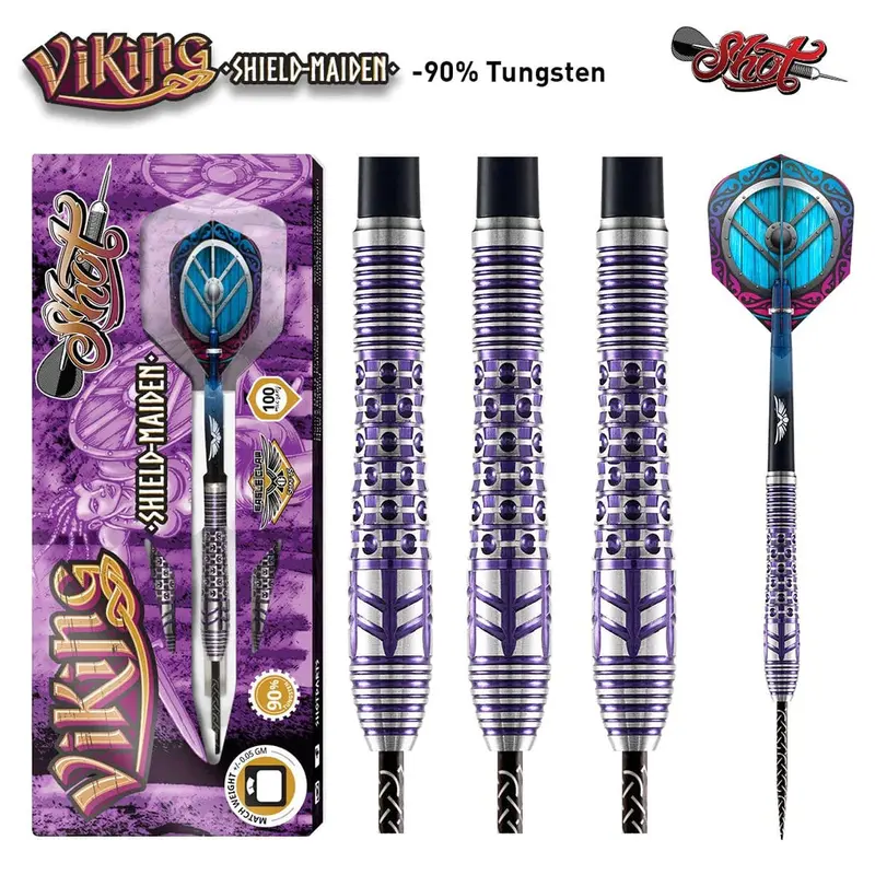 Viking Shield-Maiden Steel Tip Dart Set-90% Tungsten Barrels 1