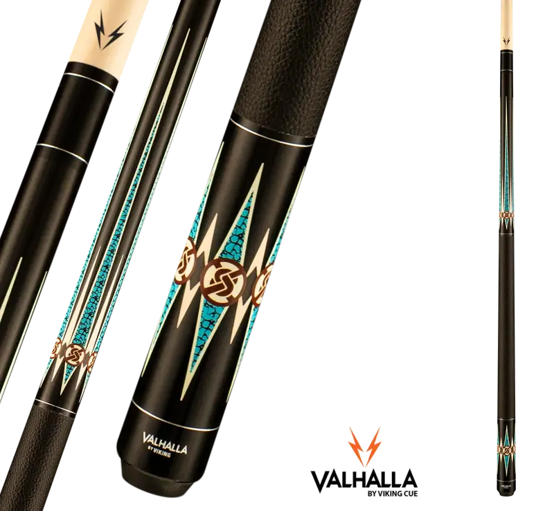Viking Valhalla Va704 Pool Cue Black And Turquoise Leather Wrap 13Mm 19Oz 1