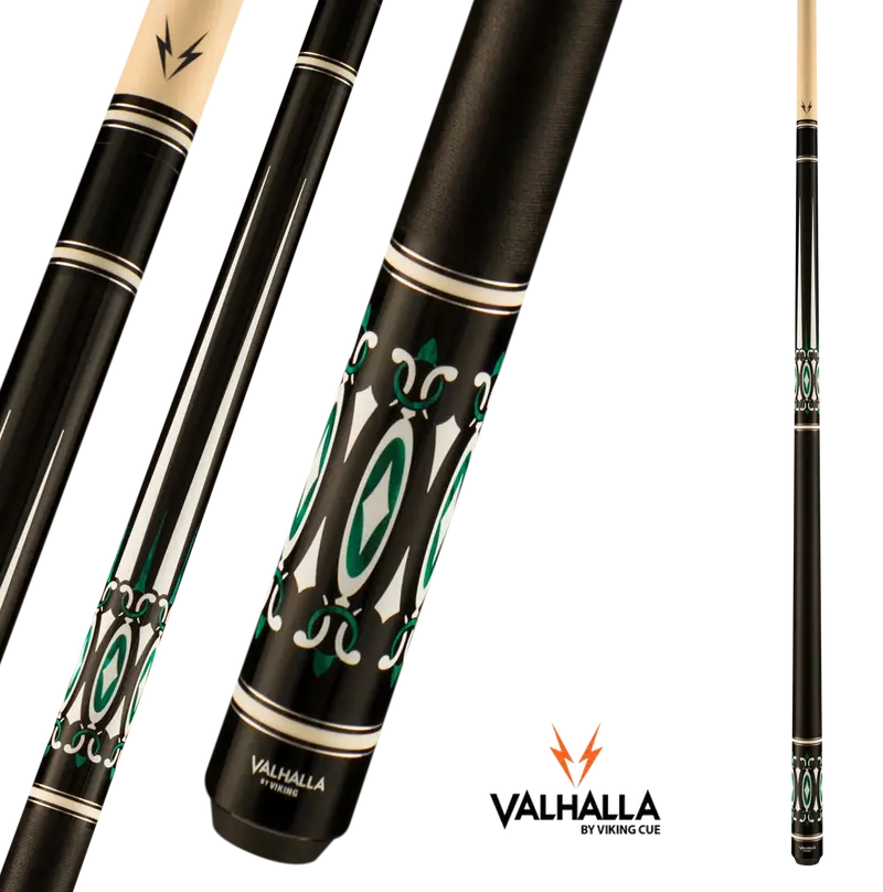 Viking Valhalla Va735 Pool Cue Black And Green Linen Wrap 13Mm 19Oz 1