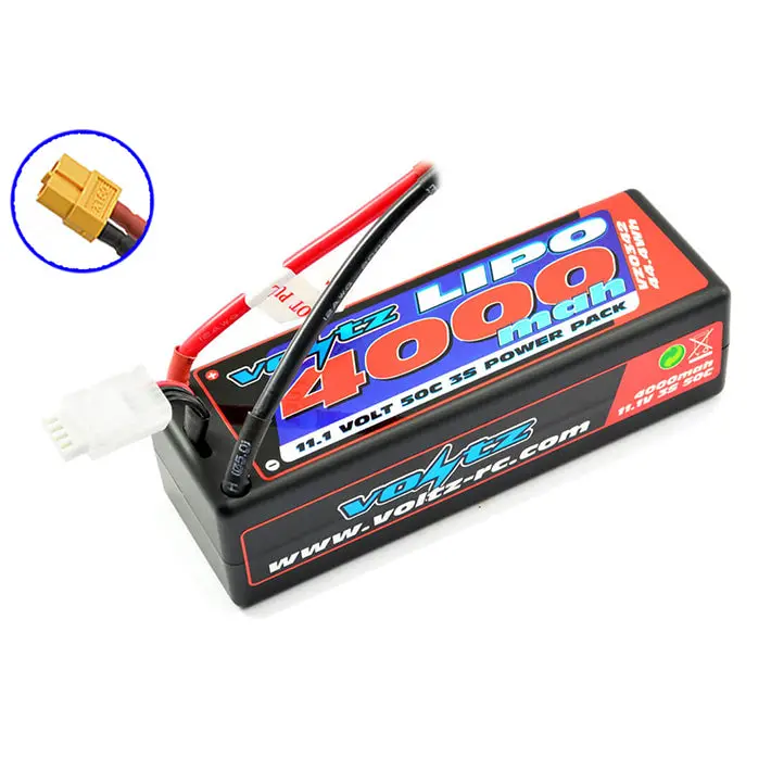 Voltz 4000Mah Hard Case 11.1V 50C Lipo Stick Pack W/Xt60 1