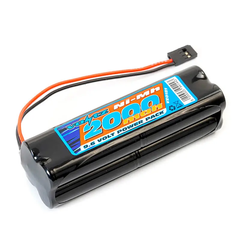Voltz Tx 9.6V 2000Mah Nimh Square Battery Pack W/Futaba Connector 1