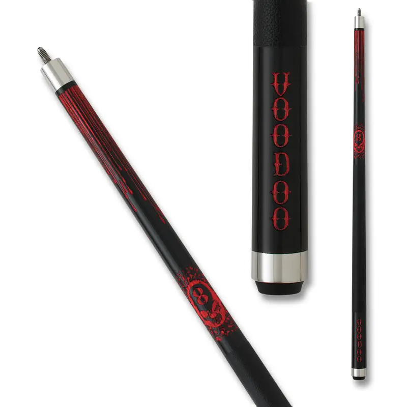 Voodoo Pool Cue Vod21 8 Skull Blood Wrap Black And Red 13Mm 19Oz 1