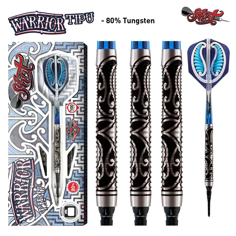 Warrior Tipu Soft Tip Dart Set-80% Tungsten 1