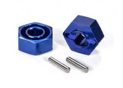 Wheel Hubs, Hex (Blue-Anodized, Lightweight Aluminum) (2)/ Axle Pins (2) Tra-1654X 1